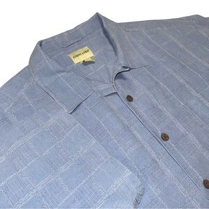 JOSEPH‎ & FEISS Men’s 2XL Silk Shirt Pastel Blue Short Sleeve Resort Luxury